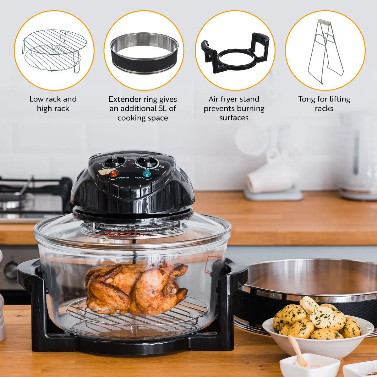 17L Halogen Air Fryer Rotary Convection Oven Multi Cooker Low Fat ...