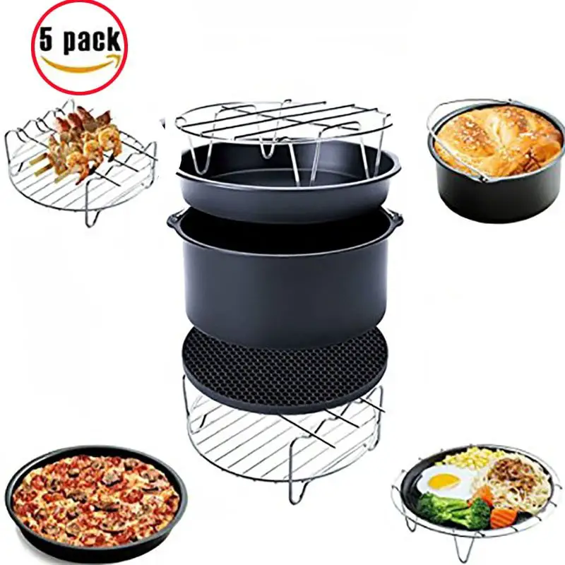 Air Fryer Pan Accessories 5 Piece Air Fryer Baking Basket ...