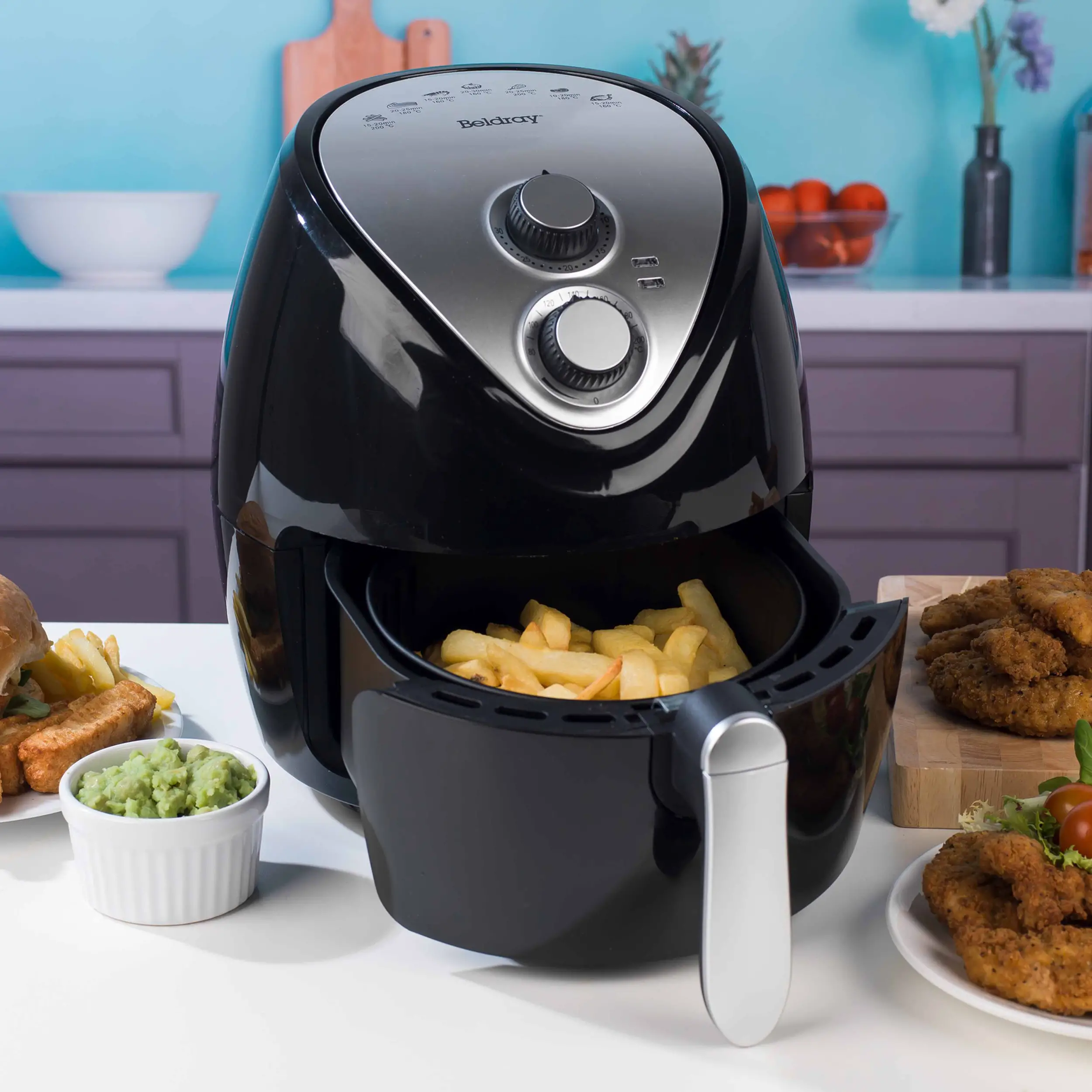 Beldray Large Healthy Air Fryer with 30 Minute Timer, 3.2 Litre, Black ...
