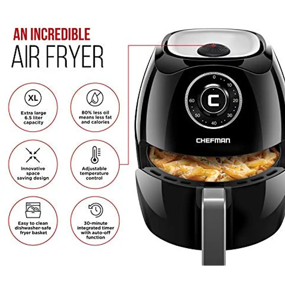 Chefman 6.8 Quart Air Fryer Oven With Space Saving Flat ...