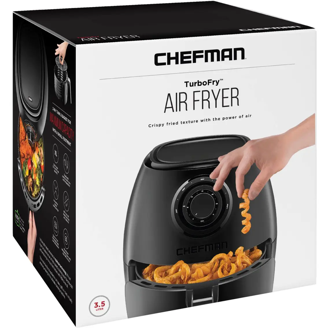 Chefman Turbofry Analog Air Fryer With Dual Control 3.7 Qt.