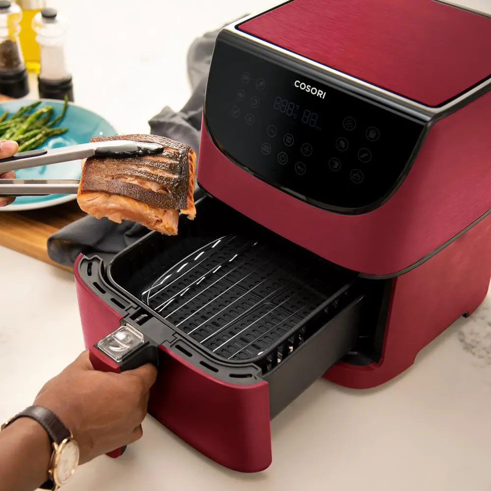 Cosori Premium 5.8 Qt. Red Air Fryer with Skewer Rack Set ...