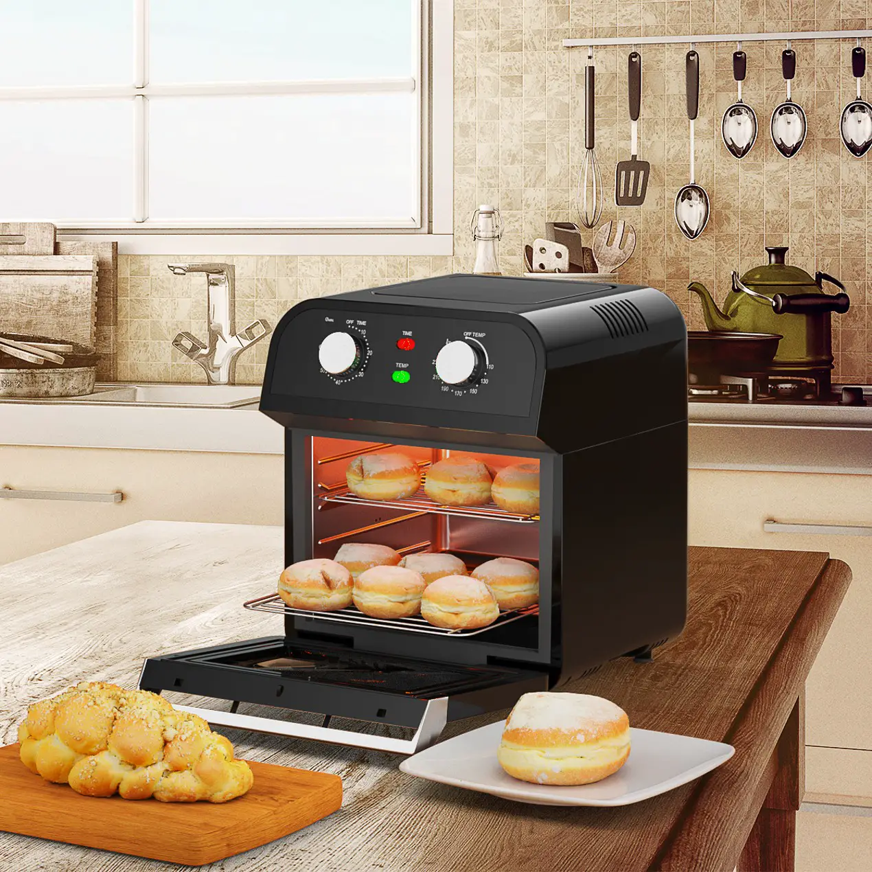 Costway 12.7QT Air Fryer Oven 1600W Rotisserie Dehydrator Convection ...