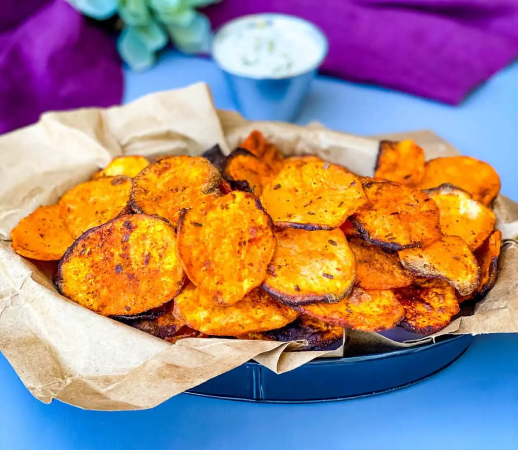 Easy Air Fryer Sweet Potato Chips + {VIDEO}