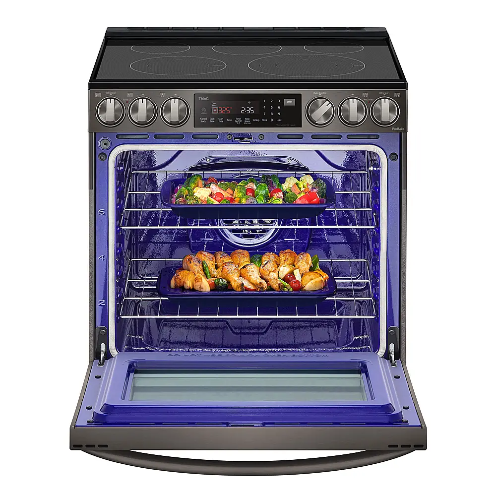 LG 6.3 cu ft Electric Slide In Range with InstaView, Air Fry,Air Sou ...