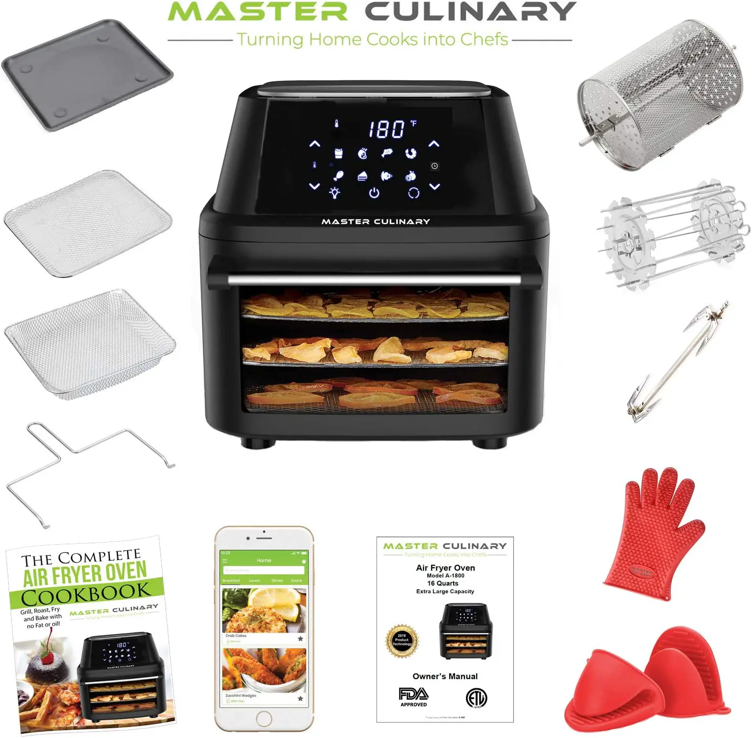 Master Culinary Air Fryer Oven A 1800 16 Quarts Largest In The Market 7 ...