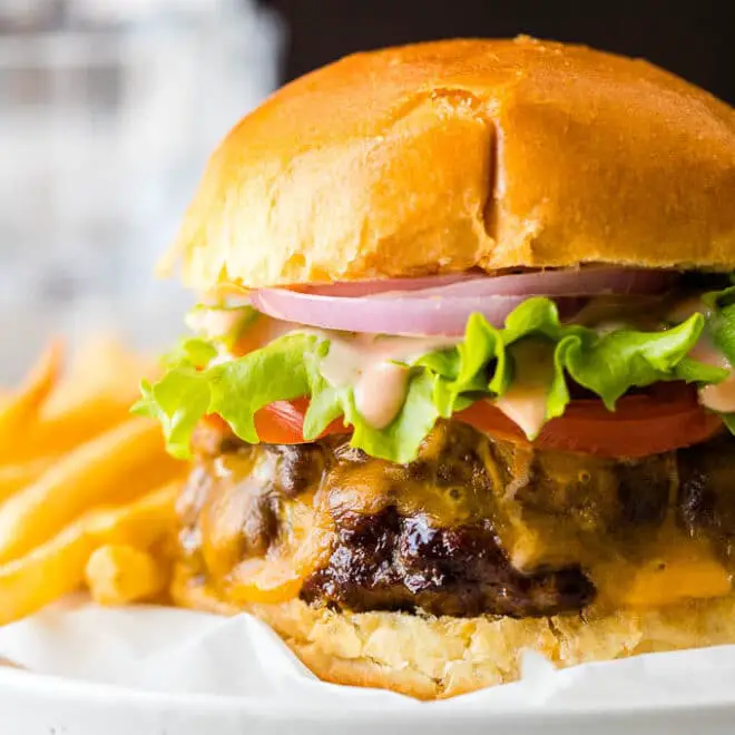 Perfect Air Fryer Hamburgers {So juicy and tender!}