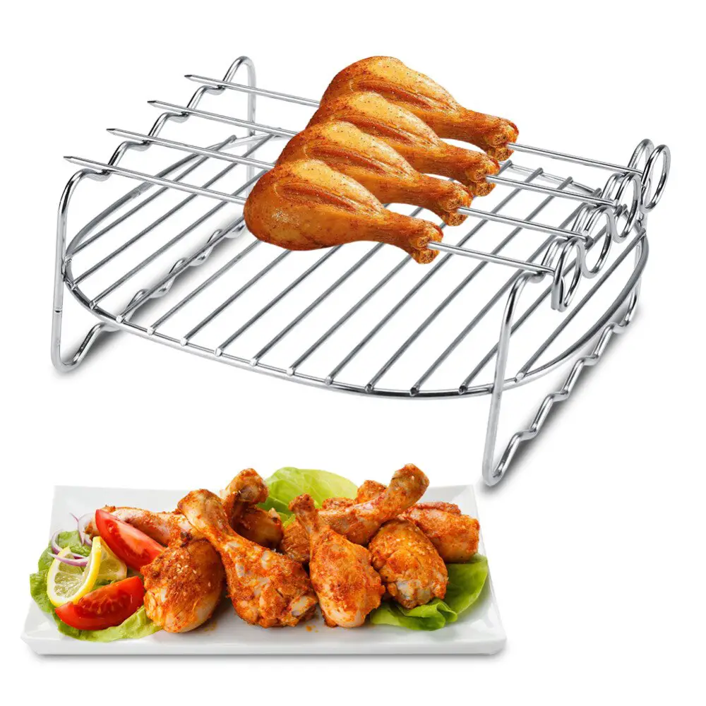 Stainless steel Replacement BBQ Rack Double Layer Skewers Baking Tray ...