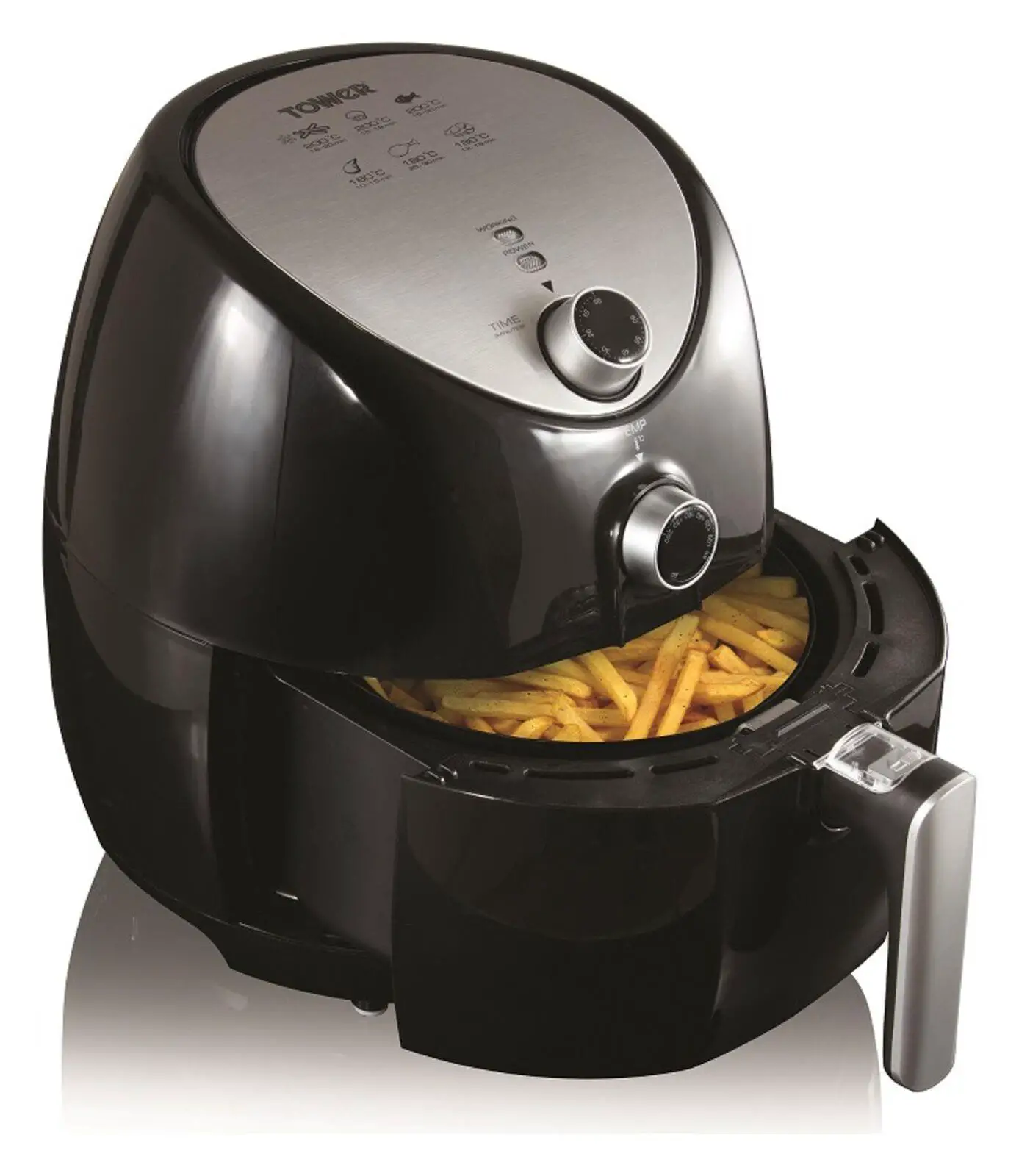 Tower T17021 4.3L Manual Air Fryer With 60 Minute Timer In Black