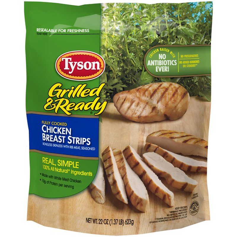 Tyson Cooked Grilled Chicken Breast Strips, Frozen (22 oz ...
