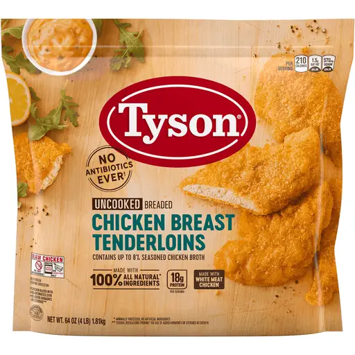 Tyson® Uncooked Breaded Chicken Breast Tenderloins, 4 lb. (Frozen ...